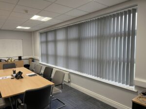 Made to measure office vertical blinds fitted by Hermis Blinds in West Yorkshire